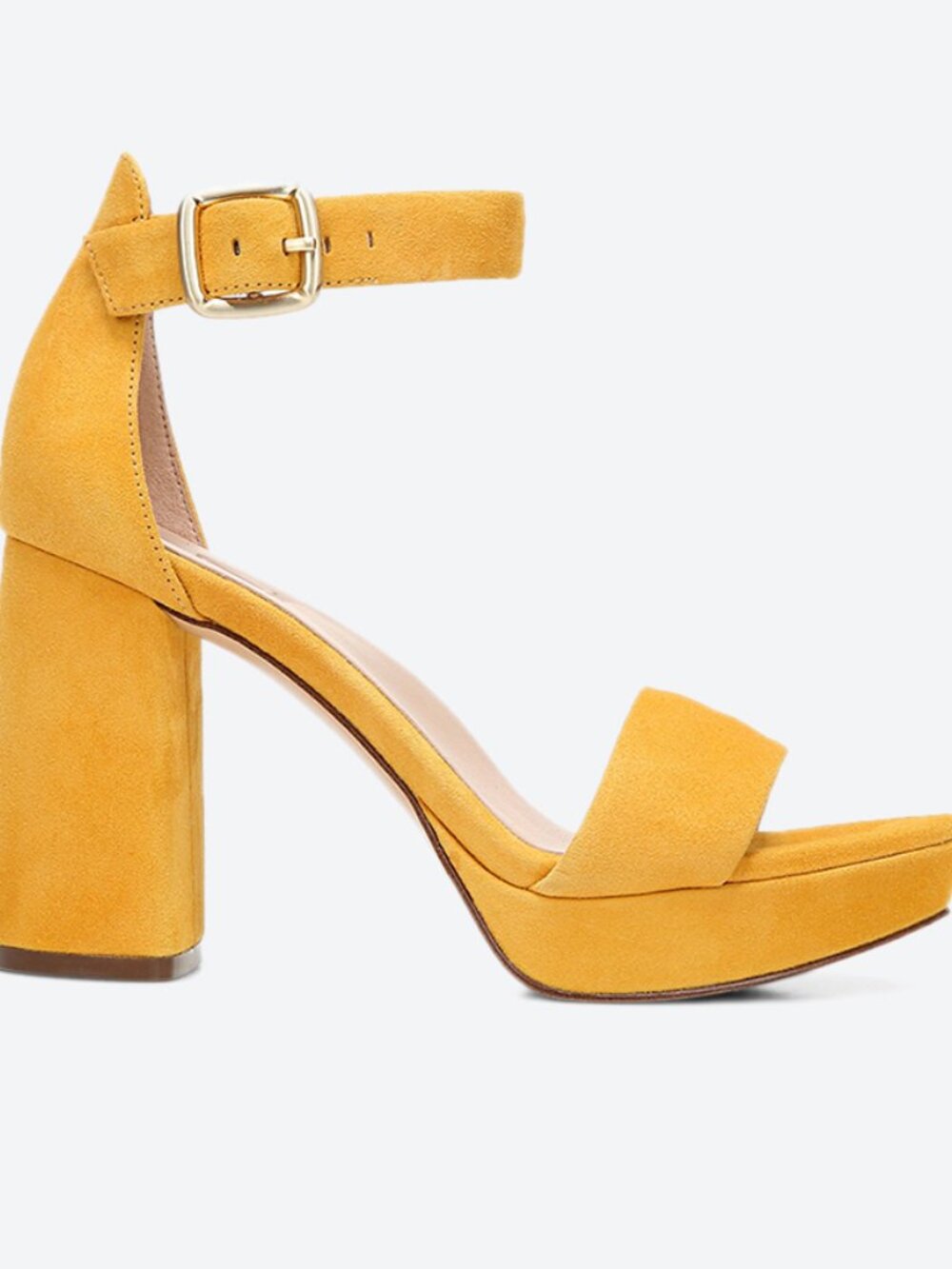 27 EDIT Naturalizer Briar Yellow Suede Platform Sandals Heel 11M / EUR 41